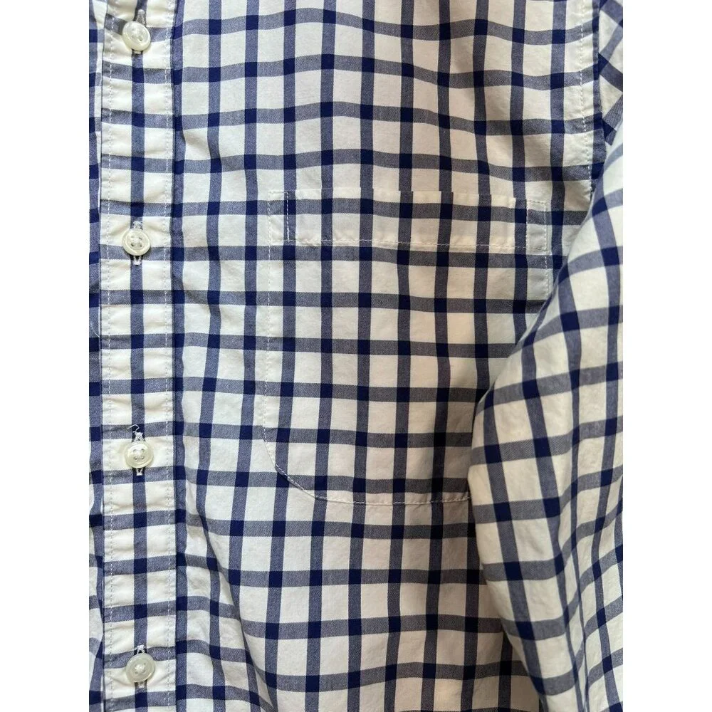 J. Crew Men's Slim Fit Button Down Shirt Long Sleeve Size S Navy White Check